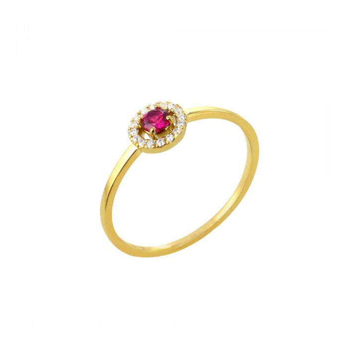 Bague motifSolitaire rubis & diamants  en Or 750 / 1000 (18K)
