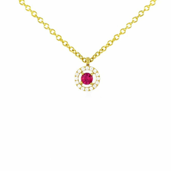 Collier motif rubis et diamants  en Or 750 / 1000 (18K)