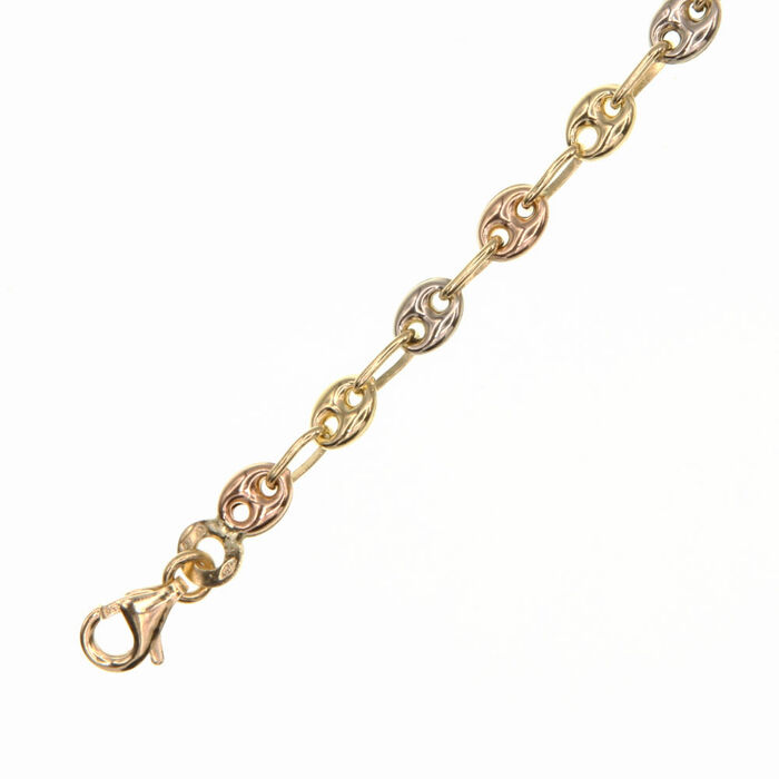 Chaine maille graine de cafe 3 ors  en Or 750 / 1000 (18K)