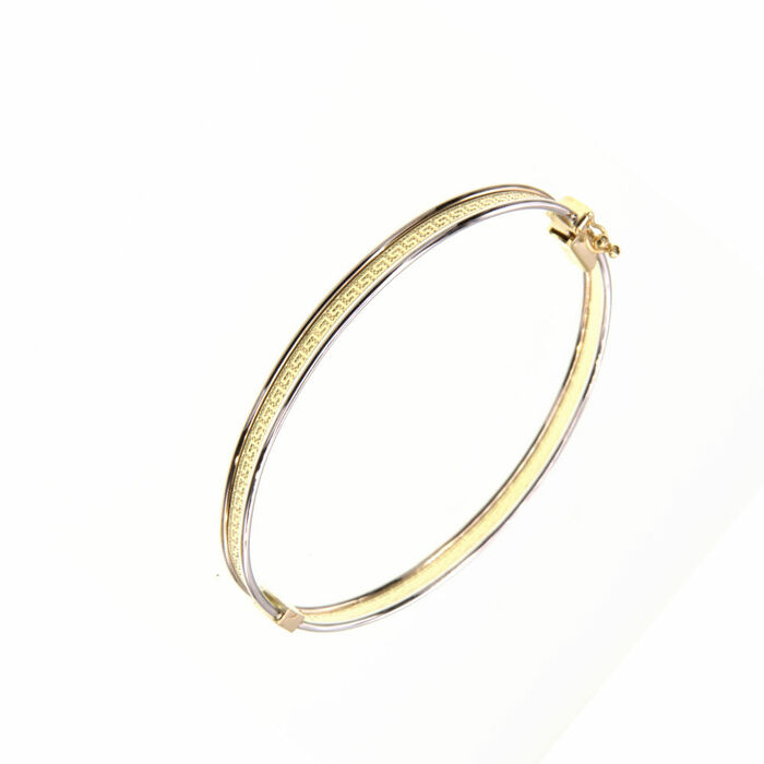 Bracelet Rigide bicolor motif grec  en Or 750 / 1000 (18K)