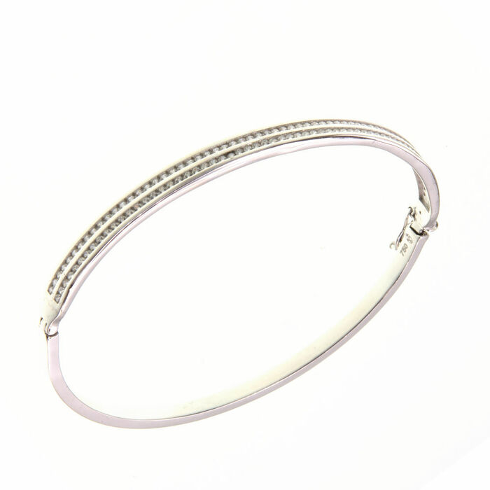 Bracelet Rigide serti rail 2 rangs  en Or 750 / 1000 (18K)