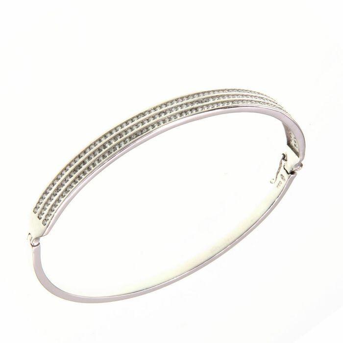 Bracelet Rigide 3 rangs serti rail  en Or 750 / 1000 (18K)