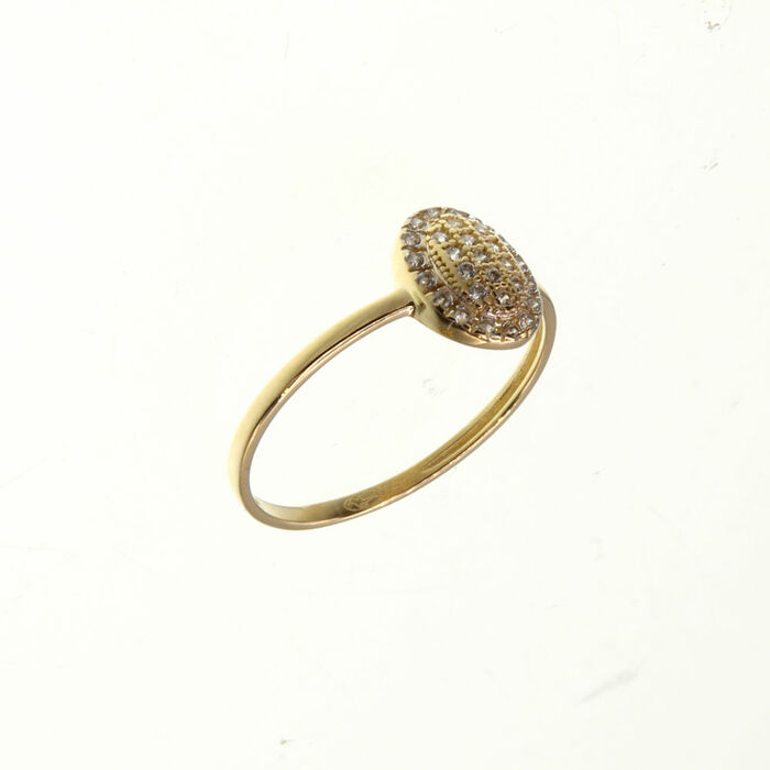 Bague motifSolitaire oval pave existe en blanc  en Or 375 / 1000 (9K)