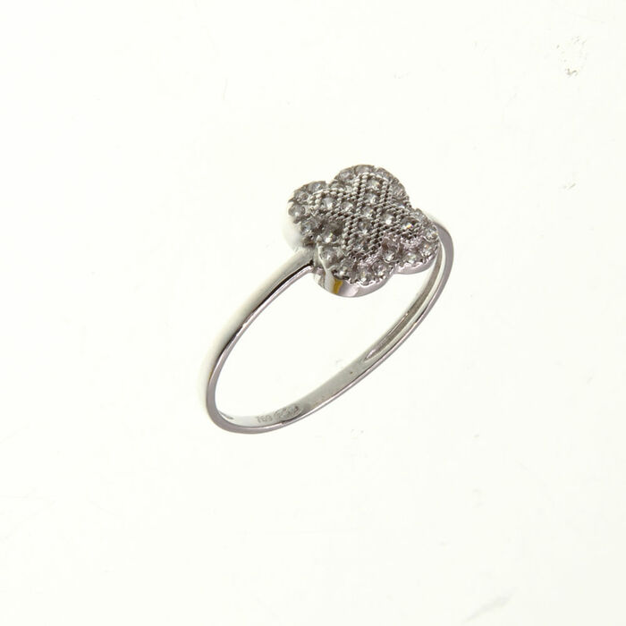 Bague motif trefle pave existe en jaune  en Or 750 / 1000 (18K)