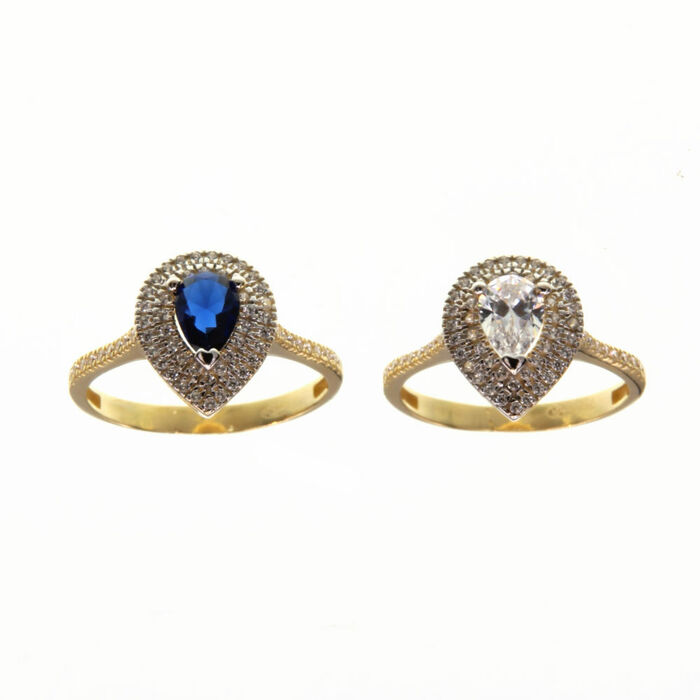 Bague motif avec entourage forme de poire  en Or 750 / 1000 (18K)
