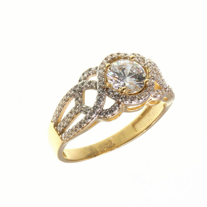 Bague motifSolitaire accompagne fantaisie  en Or 750 / 1000 (18K)