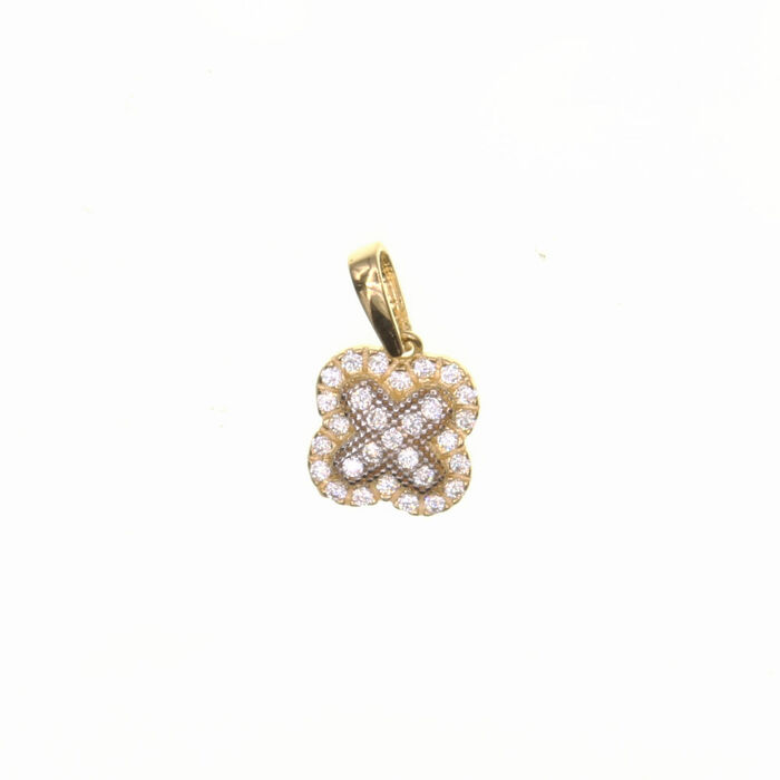 trefle pave existe en blanc  en Or 750 / 1000 (18K)