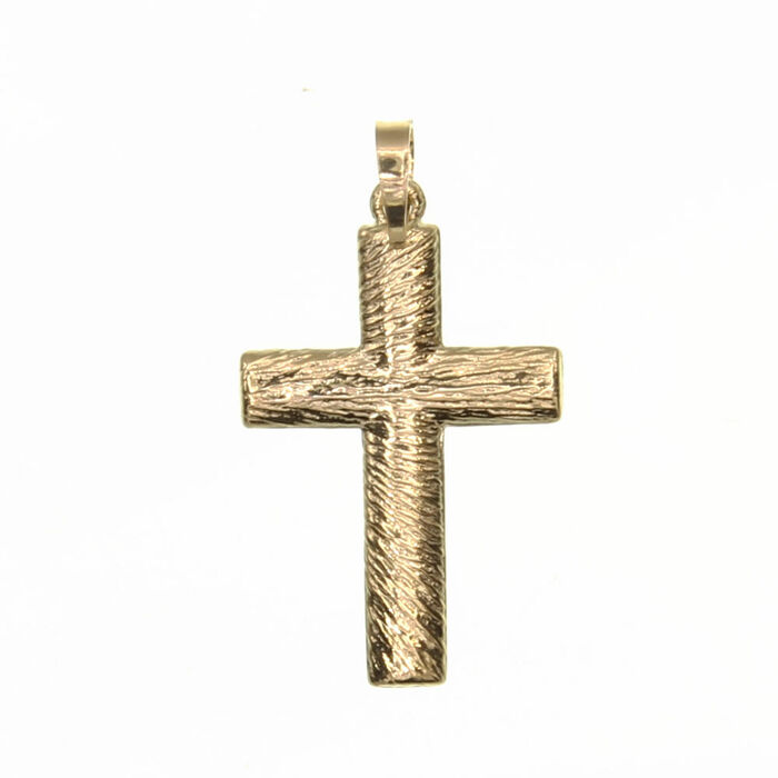 Pendentif religieux croix effet bois  en Or 750 / 1000 (18K)