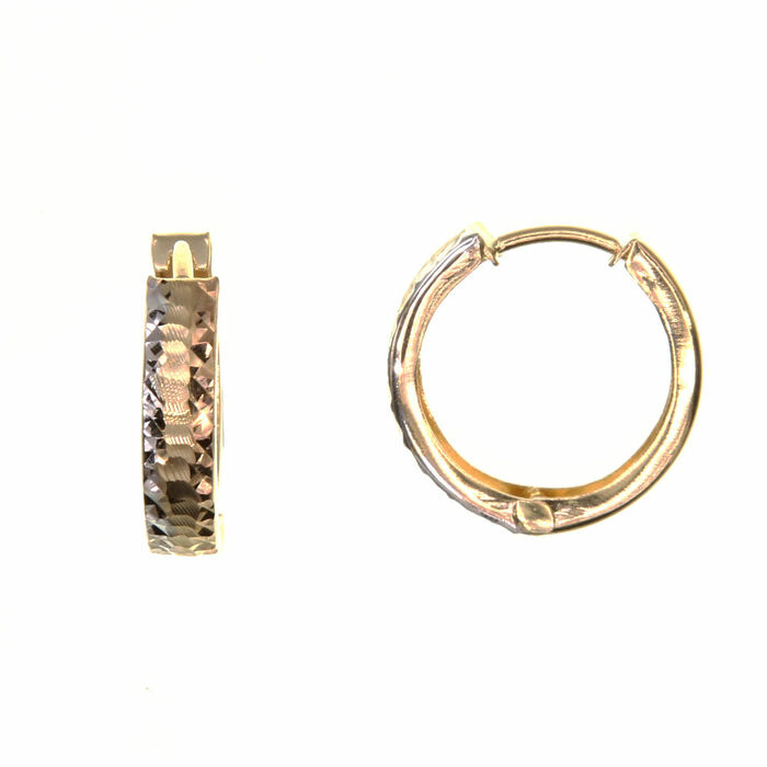 Paire de créoles ciselee  en Or 750 / 1000 (18K)