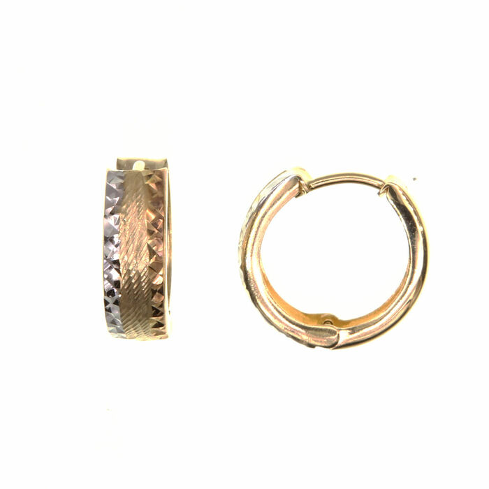 Paire de créoles ciselee  en Or 750 / 1000 (18K)