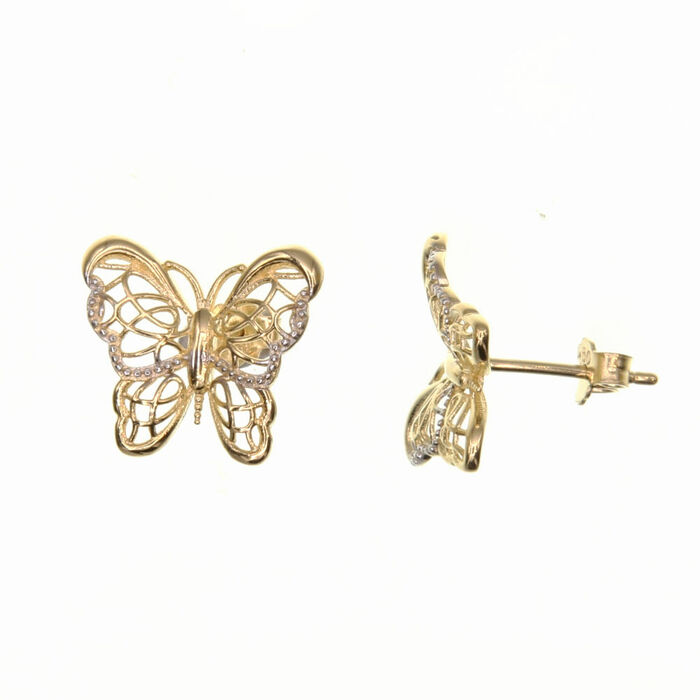 Paire de boucles à vis papillon filigrane  en Or 750 / 1000 (18K)