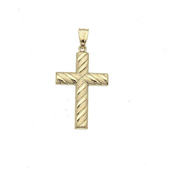 Pendentif religieux croix matte et brillante  en Or 750 / 1000 (18K)