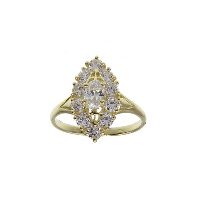 Bague motif marquise pierre blanche au centre  en Or 750 / 1000 (18K)