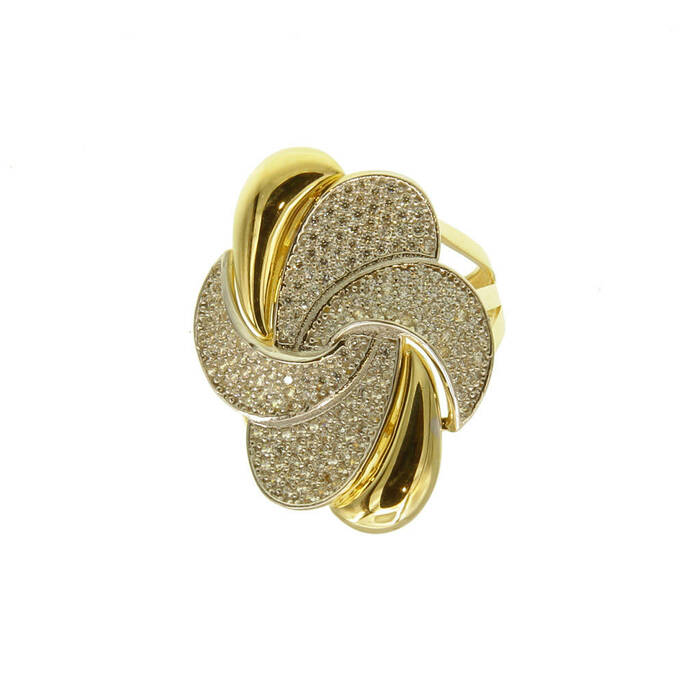 Bague motif fleur pavage  en Or 750 / 1000 (18K)