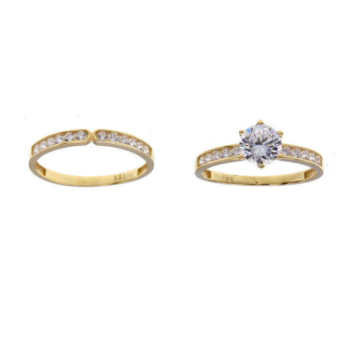 AllianceSolitaire duo 6 griffes et serti grain  en Or 750 / 1000 (18K)