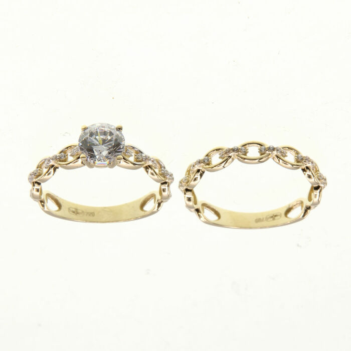 Solitaire duo accompagne corps mailles  en Or 750 / 1000 (18K)