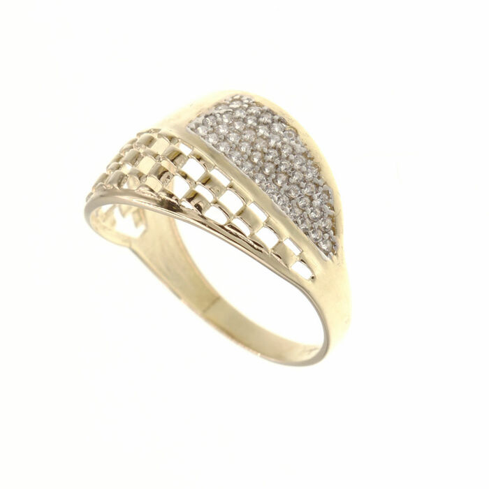 Bague motif pavee croisé  en Or 750 / 1000 (18K)