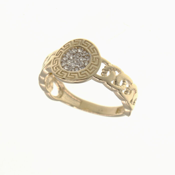Bague motif motif central rond et motif grec  en Or 750 / 1000 (18K)