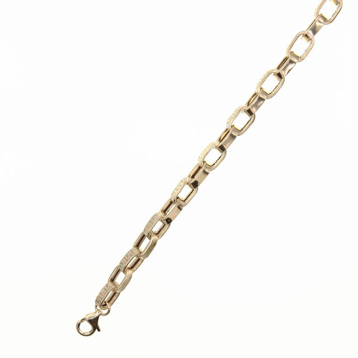 Chaine maille forcat electro motif grec 70cm  en Or 750 / 1000 (18K)