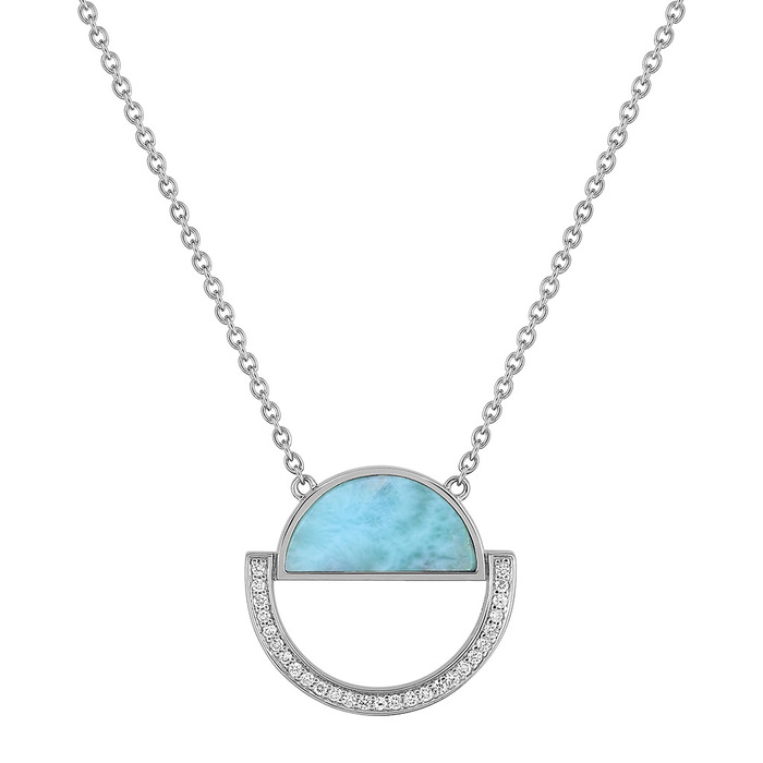 Ras du Cou Larimar 0.11ct de diamants  en Or 750 / 1000 (18K)