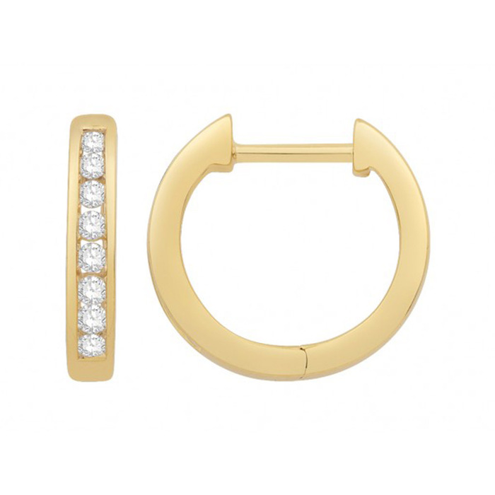 Paire de créoles serties rail  en Or 750 / 1000 (18K)