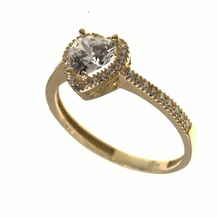 Solitaire accompagne centre taille coeur  en Or 750 / 1000 (18K)