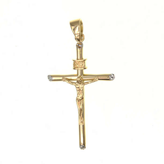 Pendentif religieux Croix avec Christ  en Or 750 / 1000 (18K)