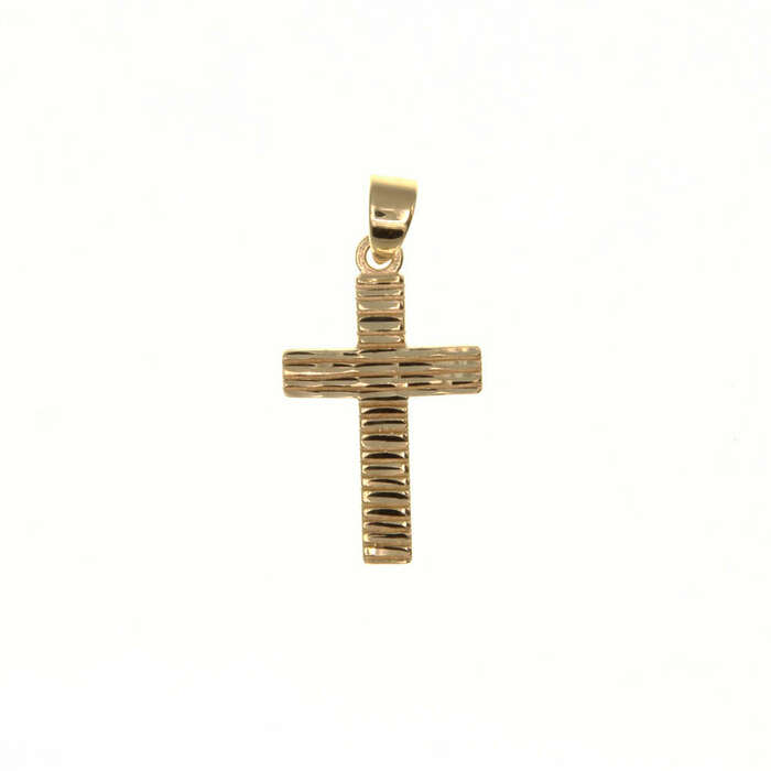 Pendentif religieux croix brossee  en Or 750 / 1000 (18K)