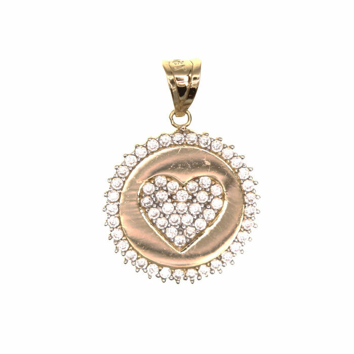 ronde avec un coeur pavé  en Or 750 / 1000 (18K)