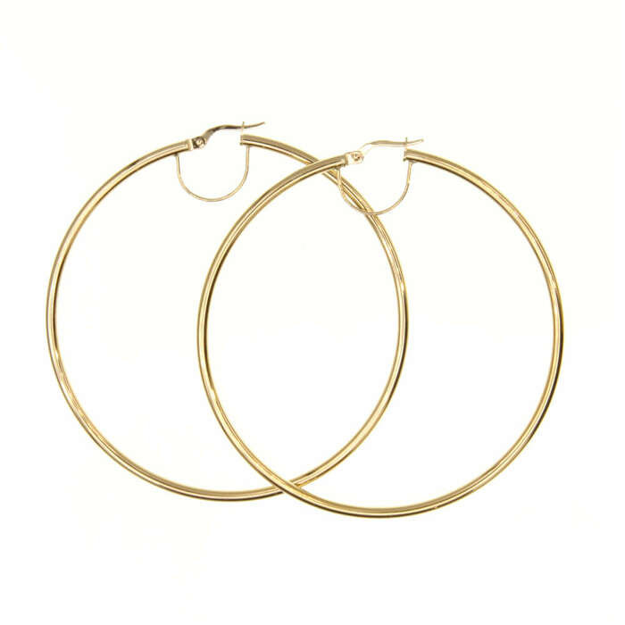 Paire de créoles lisses  en Or 750 / 1000 (18K)