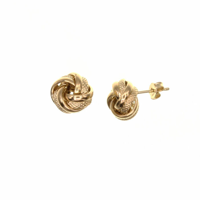 Paire de boucles à vis noeud mat et briallant  en Or 750 / 1000 (18K)