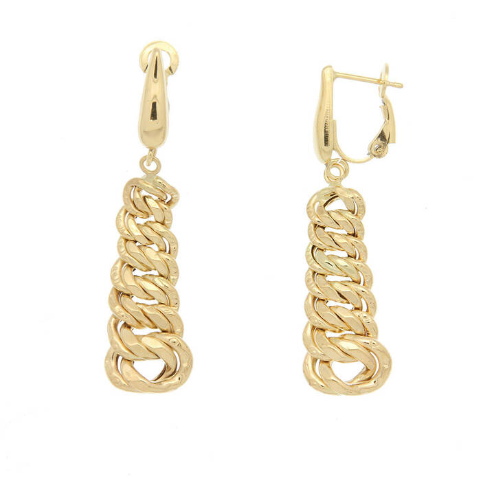 Paire de boucles pendantes maille américaine  en Or 750 / 1000 (18K)