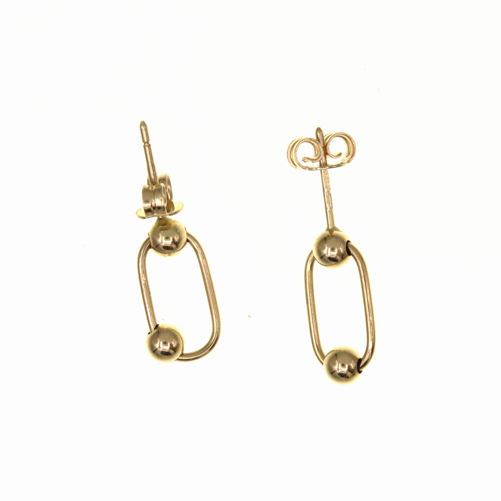 Paire de boucles à vis boules ovales en Or 750 / 1000 (18K)