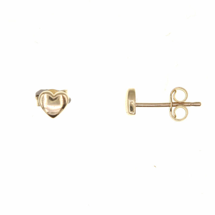 Paire de boucles à vis coeur lisse  en Or 750 / 1000 (18K)