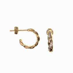 Paire de boucles à vis torsadees  en Or 750 / 1000 (18K)