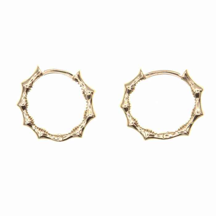 Paire de créoles bambou  en Or 750 / 1000 (18K)