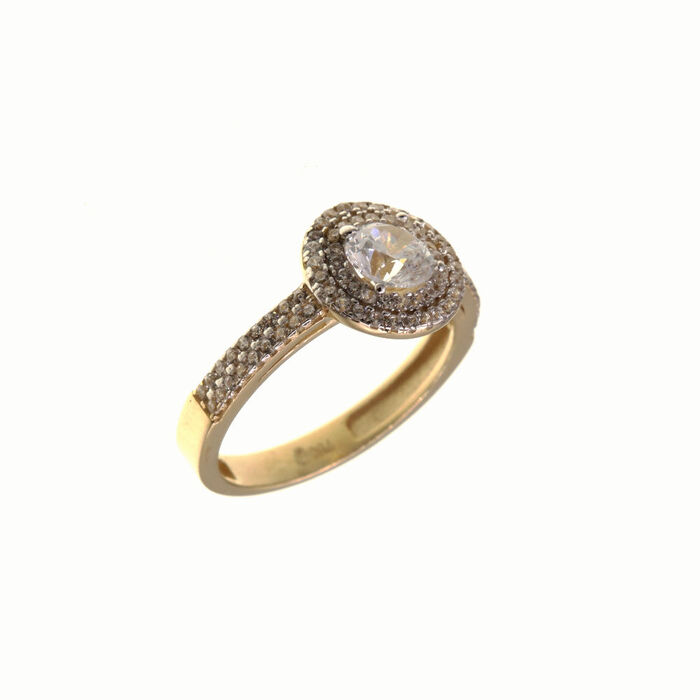 Solitaire accompagne avec entourage rond  en Or 750 / 1000 (18K)