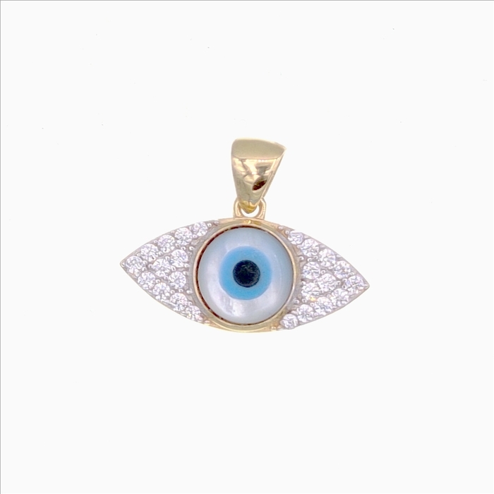 Pendentif religieux Oeil serti d'oxydes  en Or 750 / 1000 (18K)