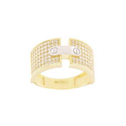 Bague motif jonc plat en tension avec vis  en Or 750 / 1000 (18K)