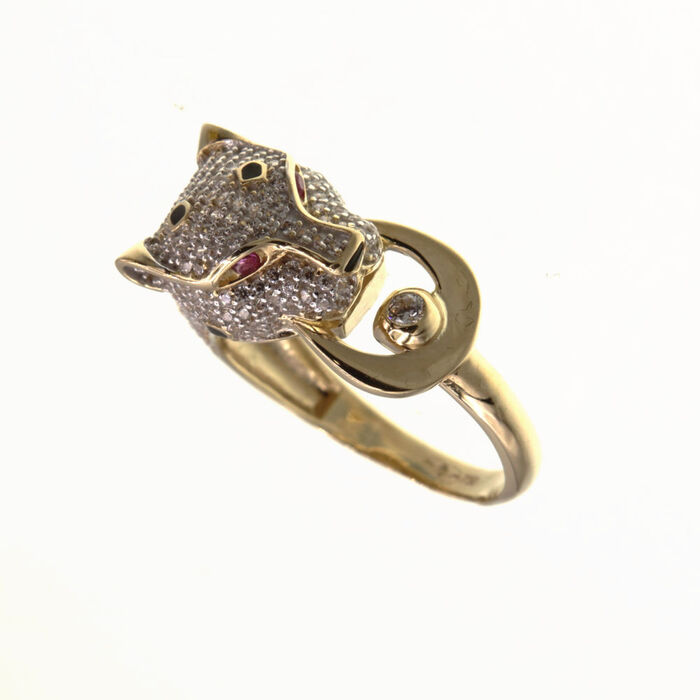 Bague motif panthere pavee  en Or 750 / 1000 (18K)
