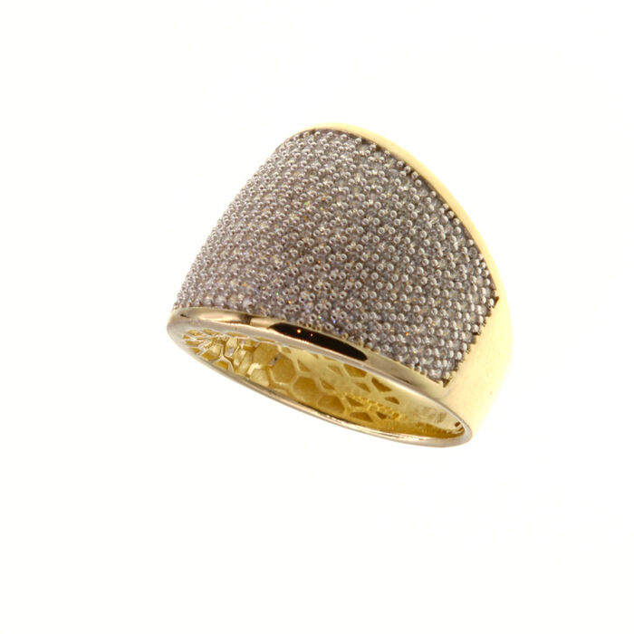 Chevalière jonc pavé  en Or 750 / 1000 (18K)