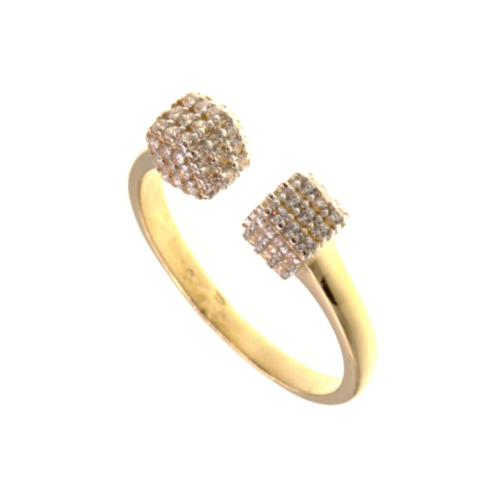Bague motif double cubes Oxydes  en Or 750 / 1000 (18K)