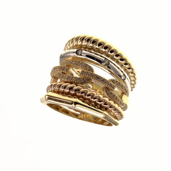 Bague motif multirangs  en Or 750 / 1000 (18K)