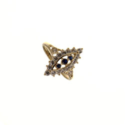 Bague motif marquise trois pierres bleues  en Or 750 / 1000 (18K)