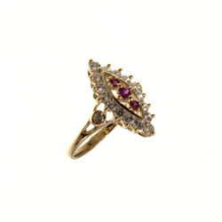 Bague motif marquise 3 pierres rouges  en Or 750 / 1000 (18K)