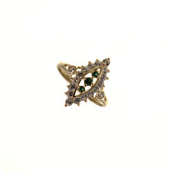 Bague motif marquise trois pierres verte  en Or 750 / 1000 (18K)