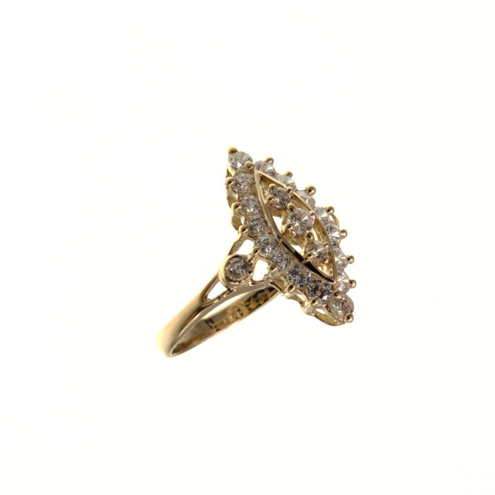 Bague motif marquise 3 pierres blanches  en Or 750 / 1000 (18K)