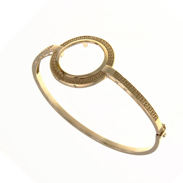 Bracelet Rigide porte piece motif grec 10Francs  en Or 750 / 1000 (18K)