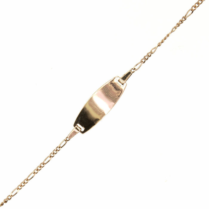 Identité bebe maille alternee et plaque ovale  en Or 750 / 1000 (18K)