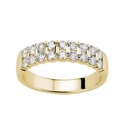 Alliance demi tour 2 rangs serti barettes  en Or 750 / 1000 (18K)